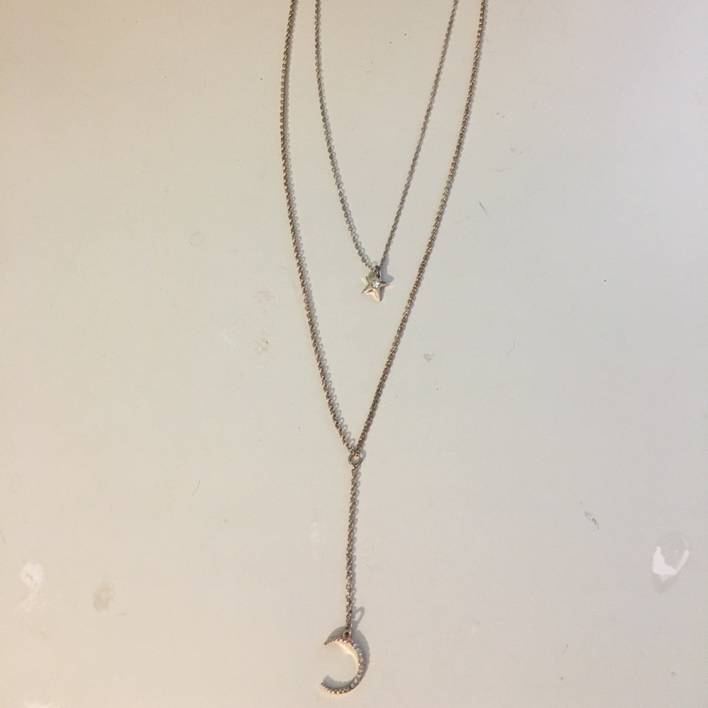 Star & moon long necklace